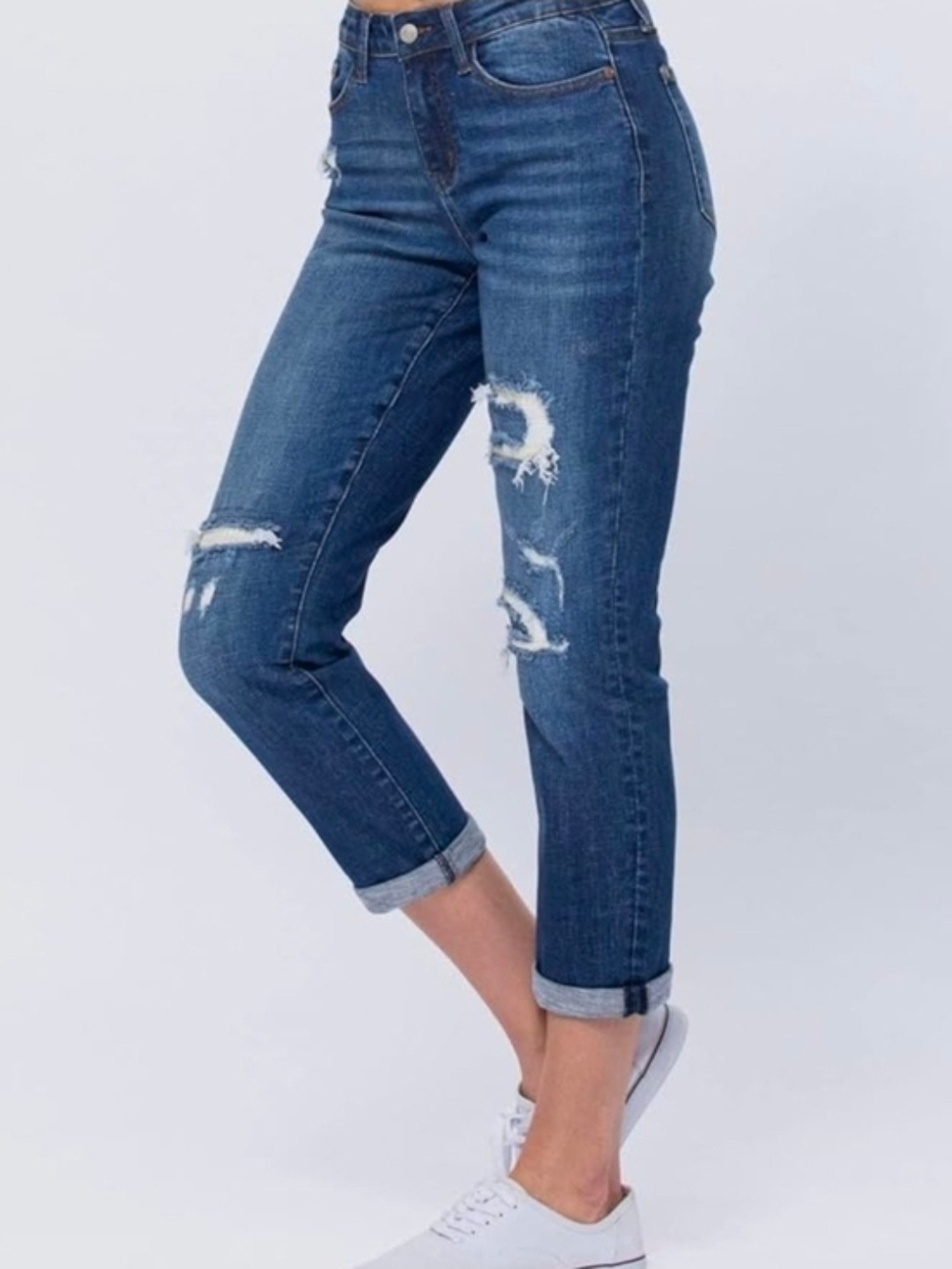 LOFT Women Patch Distressed Ankle Crop Modern Skinny Denim Jeans Size 4